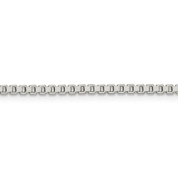 2mm Sterling Silver, Solid Box Chain Necklace, 36 Inch